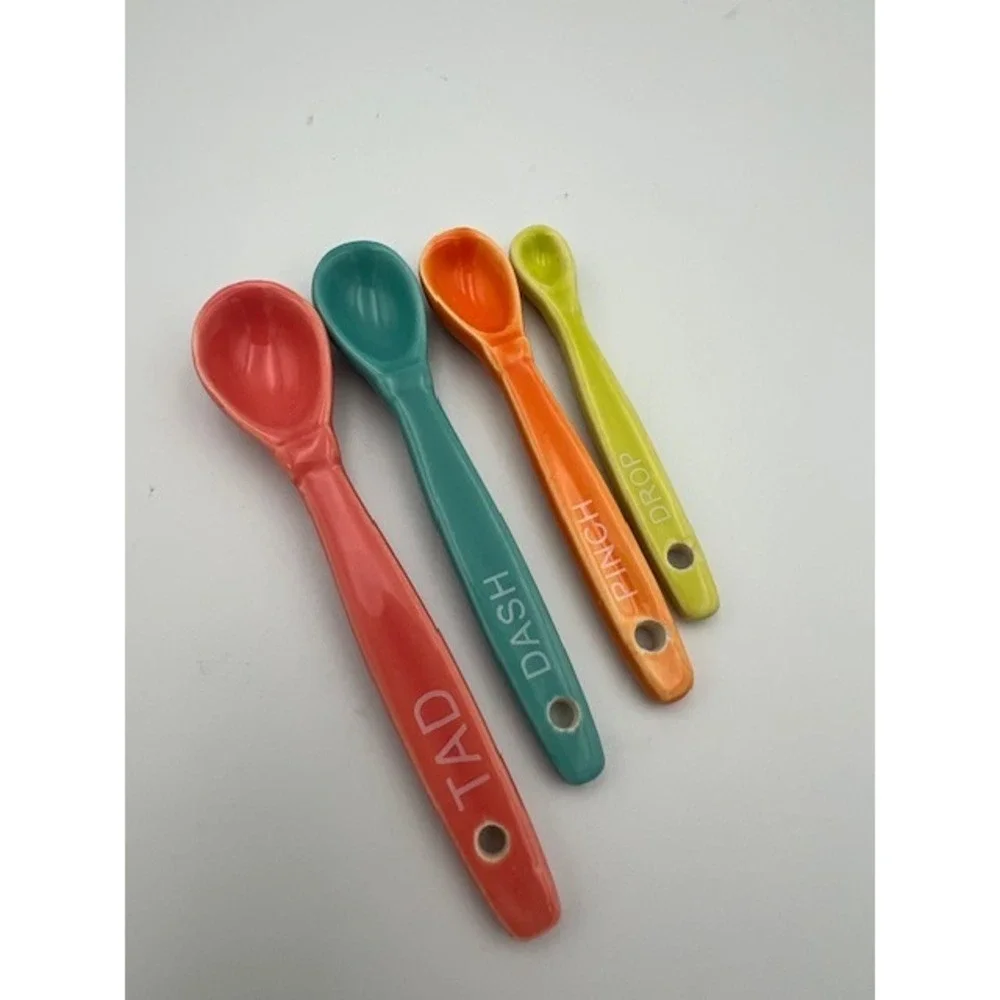 Temp-tations Ceramic Measuring Spoons Set Tad Dash Pinch Drop Multi-Color 4pc